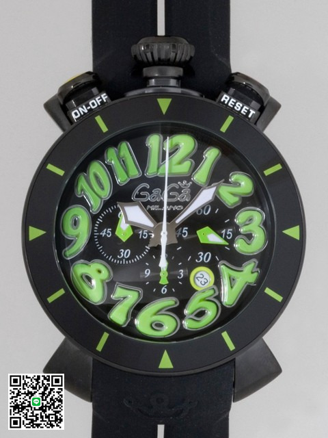 ガガ･ミラノ クロノ48mm クォーツ 6054.2 ブラックラバー スーパーコピー