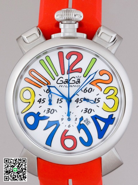ガガ･ミラノ マニュアルクロノ48mm クォーツ 5050.2 ブラックラバー スーパーコピー