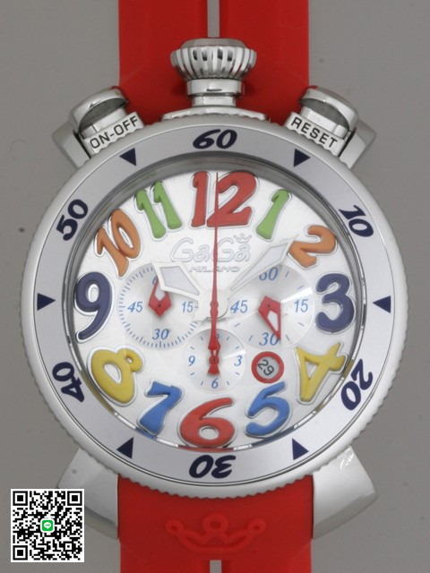 ガガ･ミラノ クロノ48mm クォーツ 6050.1 オレンジラバー スーパーコピー