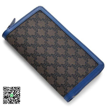 セリーヌ CELINE レザーコンビ 長財布 小銭入れ付き レディース ブルー×ダークベージュ×ブラック 106852 hlk 07rb スーパーコピー