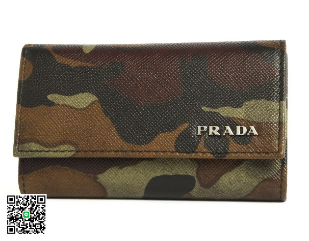 プラダ SAFFIANO CAMOUFL キーケース ダークグリーン＆シルバー 2M0025 スーパーコピー