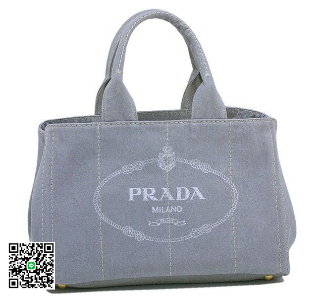 プラダ バッグ PRADA トートバッグ デニム キャンバス グレー B1877B スーパーコピー