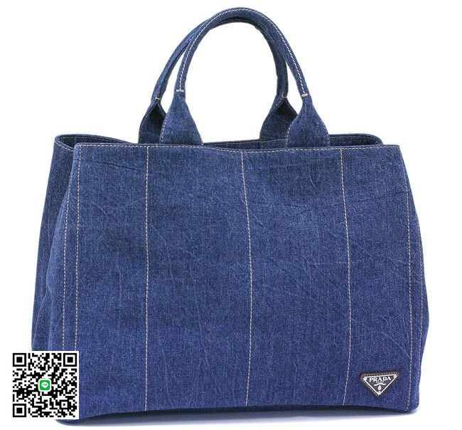 プラダ バッグ PRADA トートバッグ デニム キャンバス CANAPA ブルー VA0904 スーパーコピー