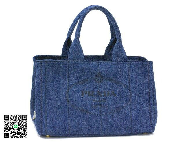 プラダ バッグ PRADA トートバッグ デニム キャンバス ブルー 紙袋付 B1877B8 新作 スーパーコピー