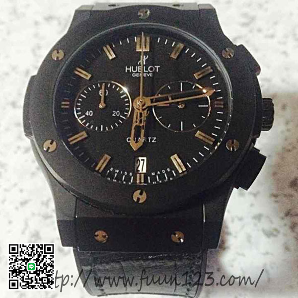 ウブロ ビッグバン HUBLOT-2015061224 オールブラック レザーベルト格安出品 スーパーコピー