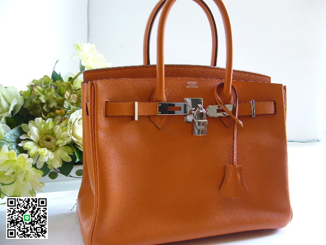 エルメス ＨＥＲＭＥＳ バーキン３０オレンジ エプソンS金具Ｊ刻印 hb-013 スーパーコピー